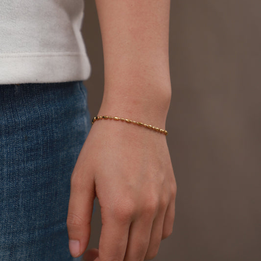 Women's Bracelet 18K Gold Oval Bead Bracelet