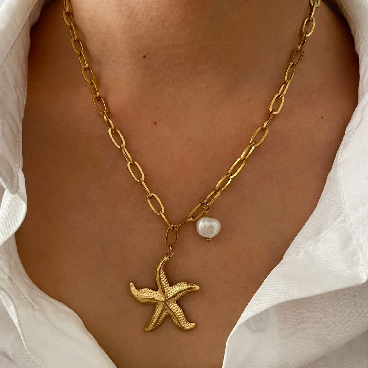 Ocean Wind Series Starfish Pendant Necklace