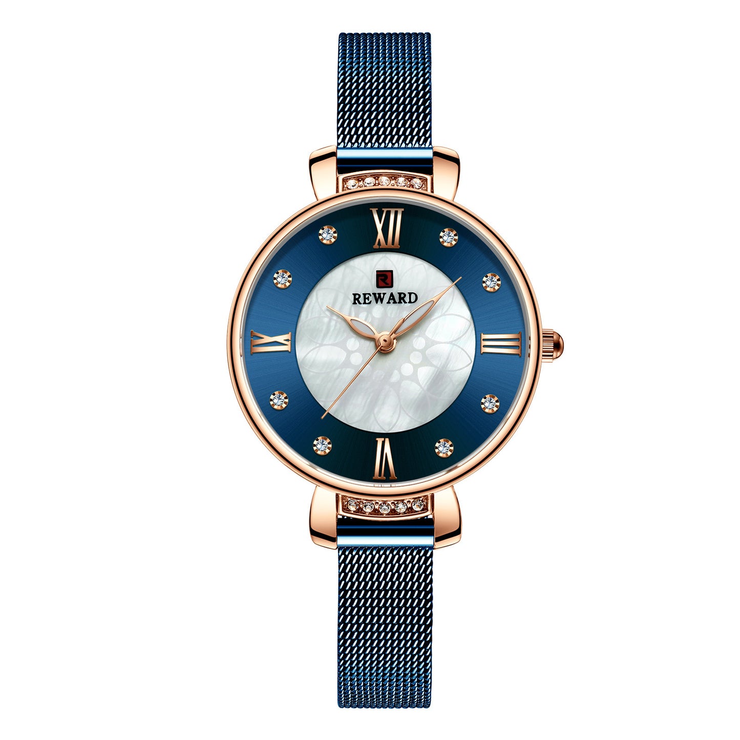 Delicate Shell Diamond Milanese Mesh Strap Women's Watch