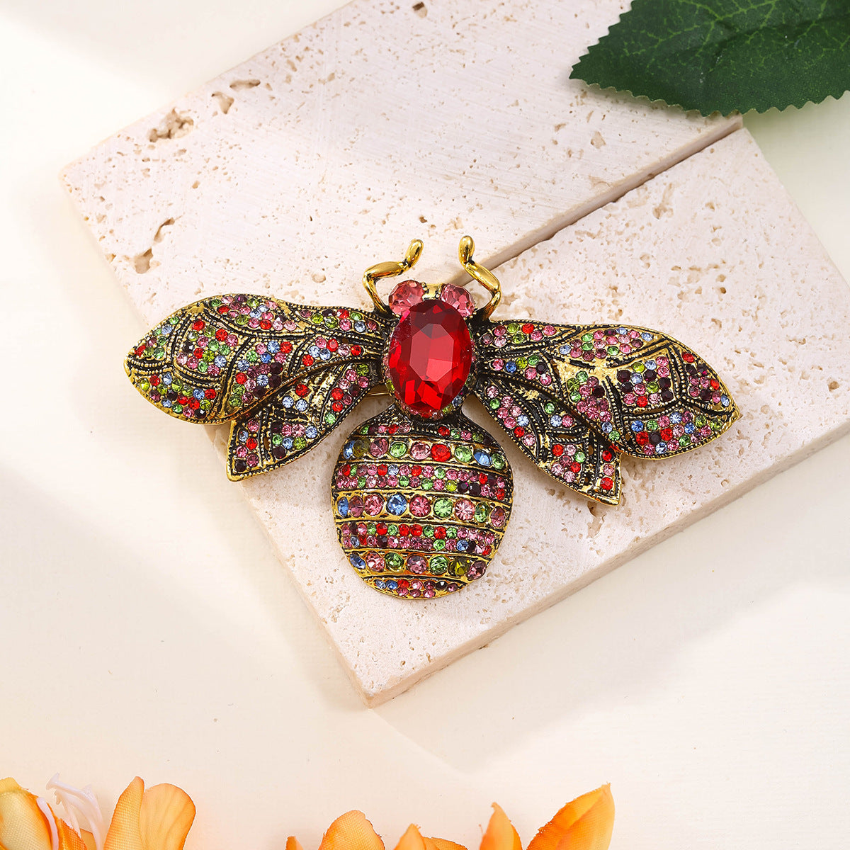 Antique Style Fully-jeweled Crystal Bee Brooch