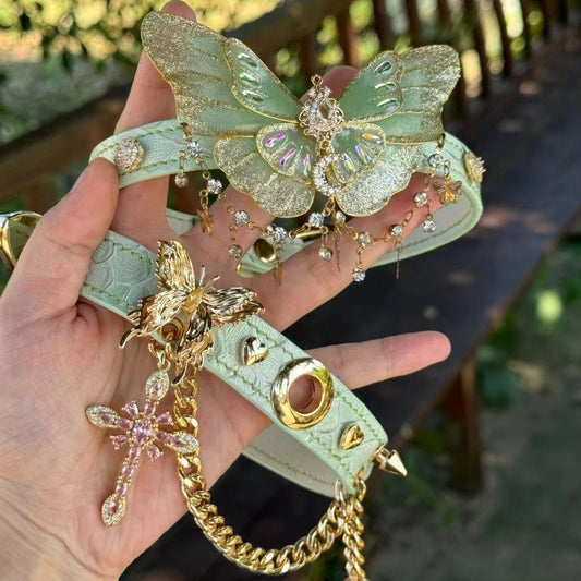 French Sweet Green Butterfly Necklace For Women