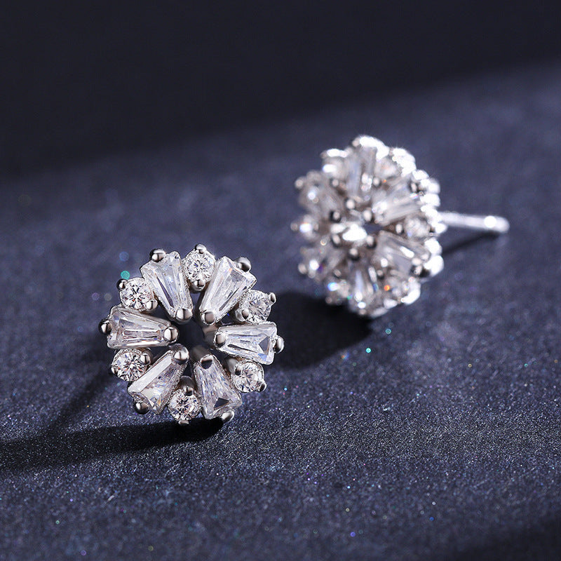 S925 Silver Flower Stud Earrings