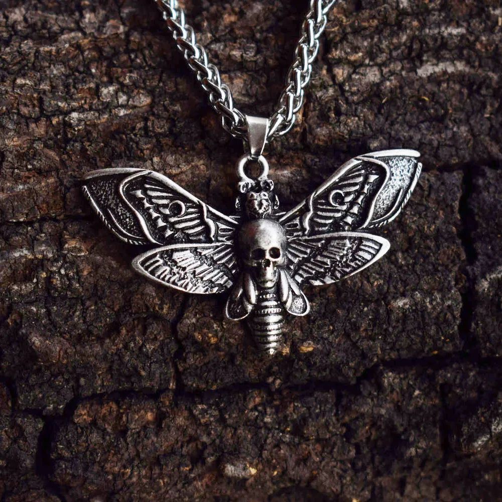 Gothic Style Death Moth Necklace