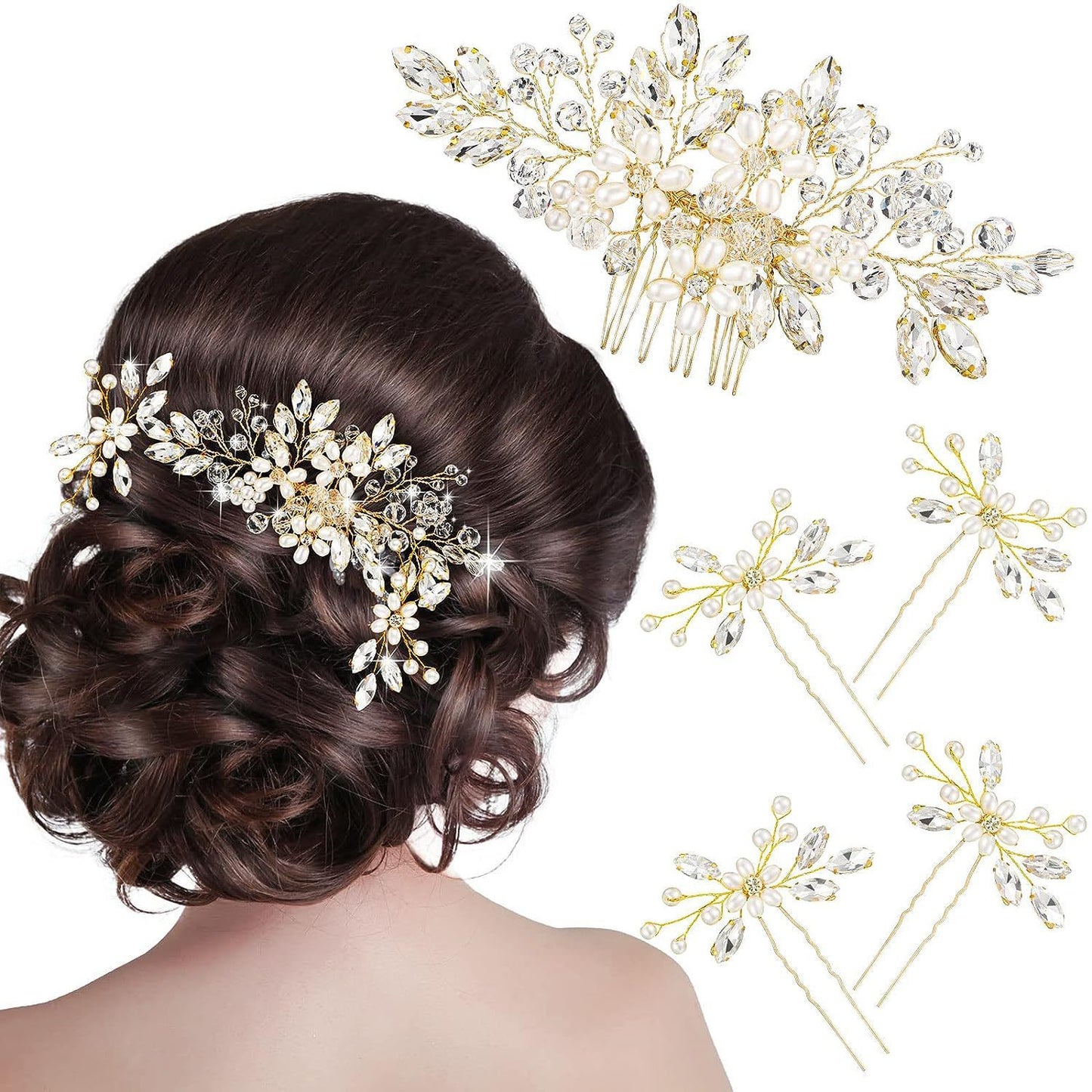 Bridal Wedding Handmade Pearl Crystal Hair Comb