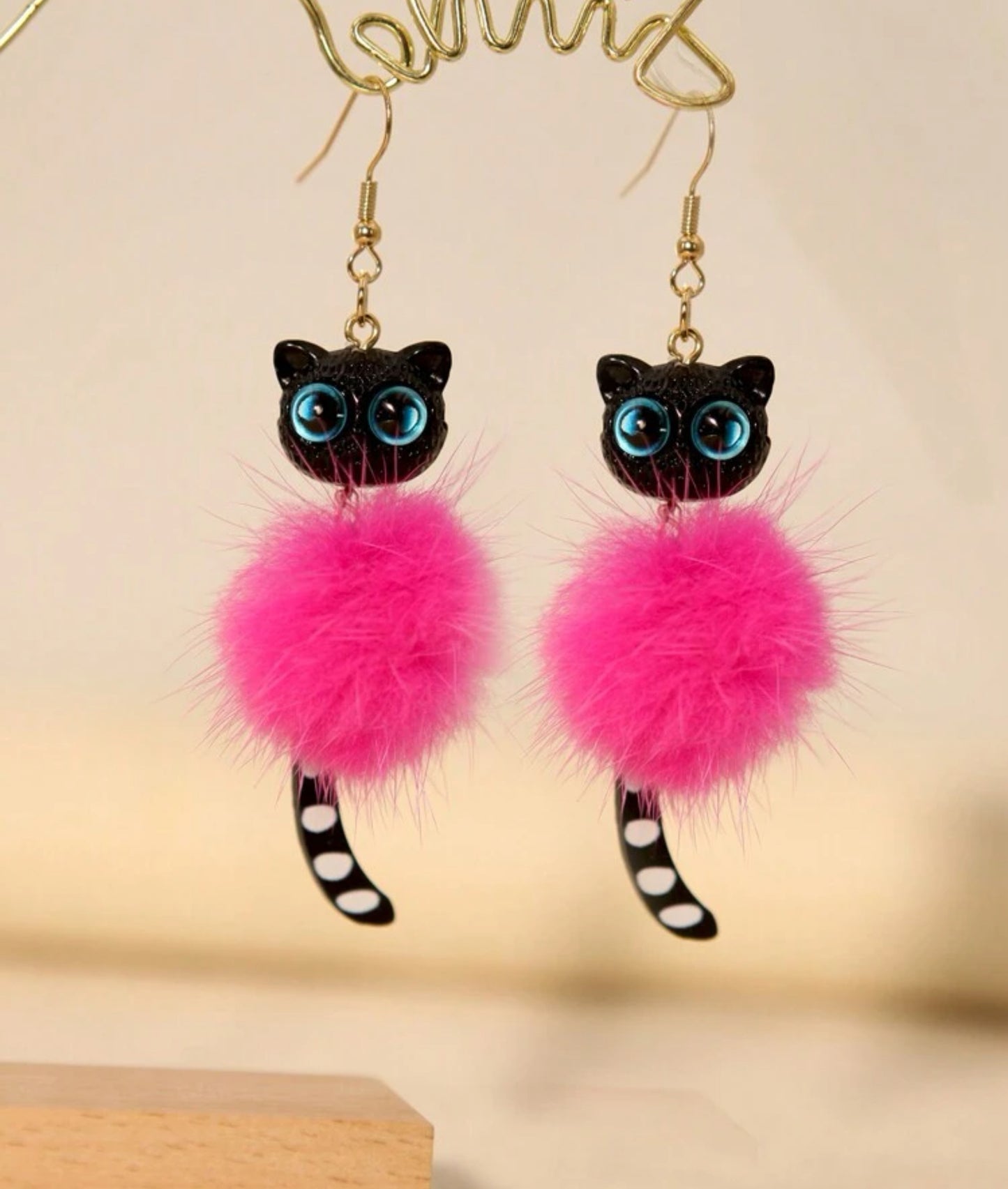 Cute Plush Black Cat Earrings