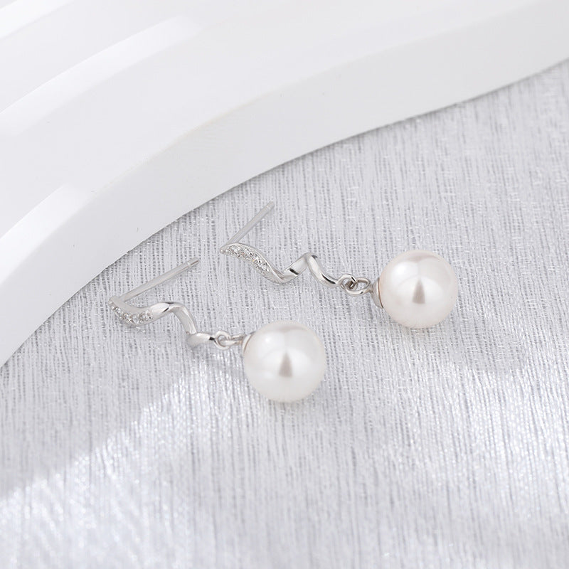 Summer Hot Pattern Spiral Pearl Stud Earrings For Women