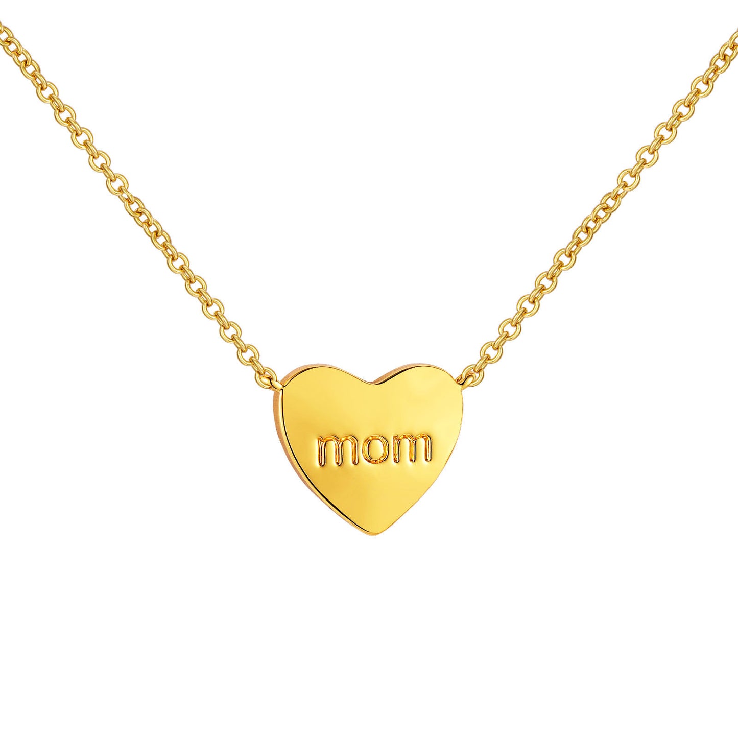 Loving Heart Zircon Mother's Day Corrosion Letter Mom Geometric Brass Double Open Peach Heart Necklace