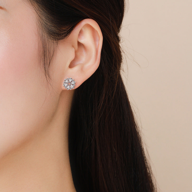 S925 Silver Flower Stud Earrings