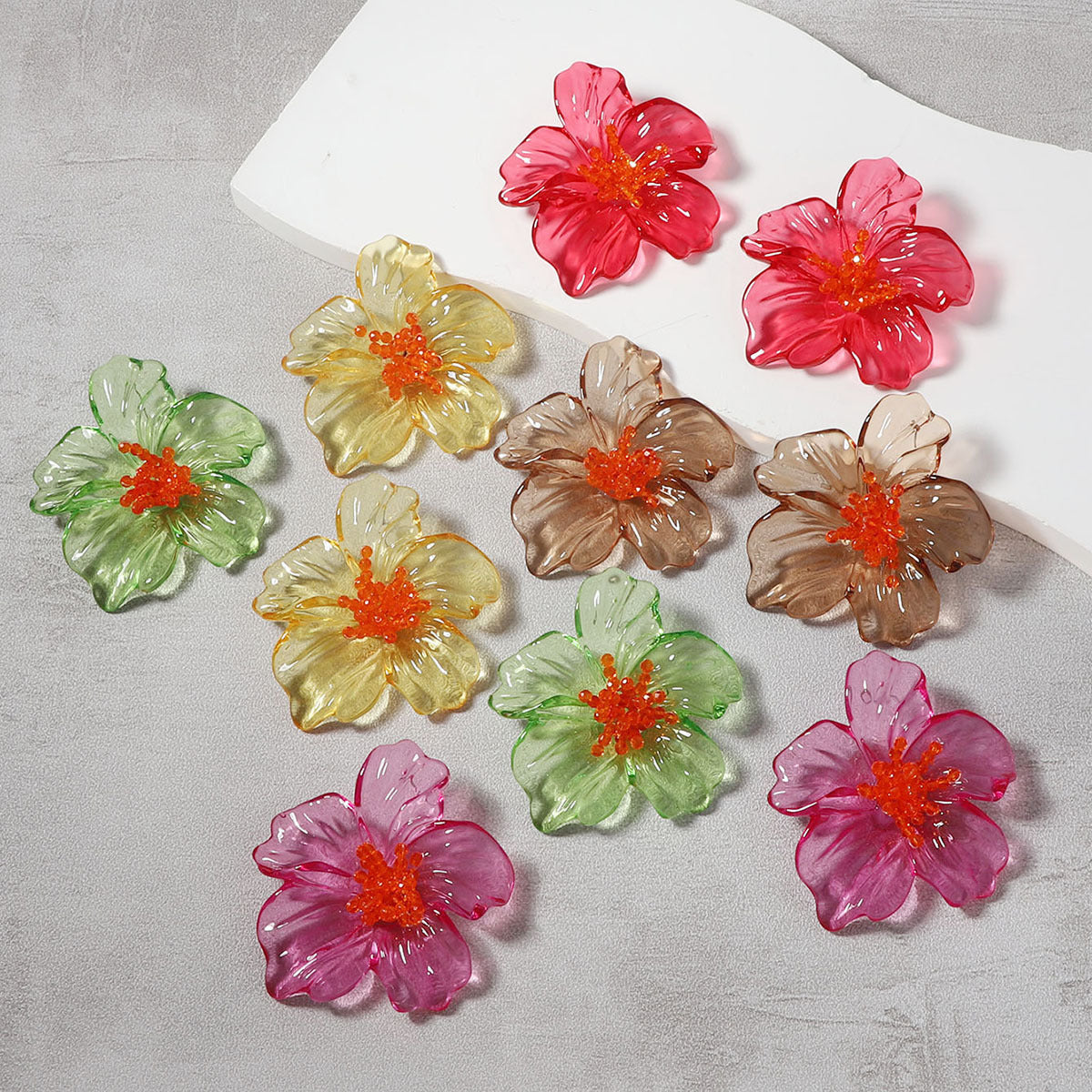 Exaggerated Fashion Acrylic Transparent Flower Stud Earrings