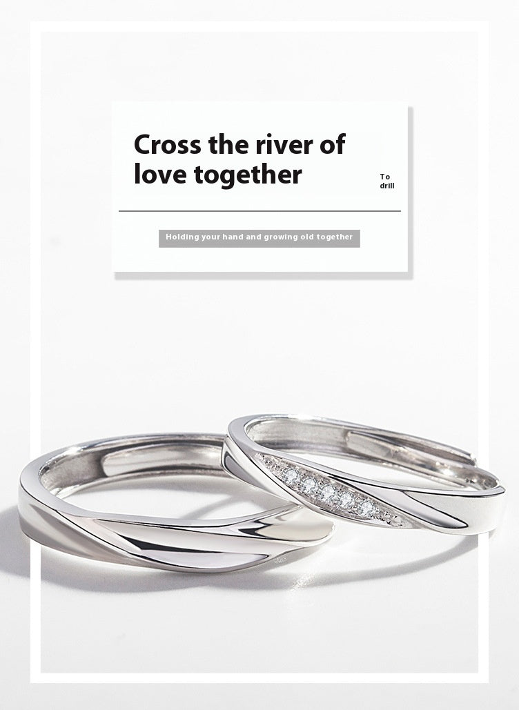 S925 Sterling Silver Love Couple Ring