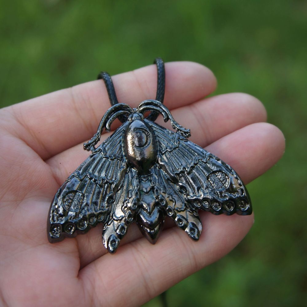 Gothic Style Death Moth Necklace