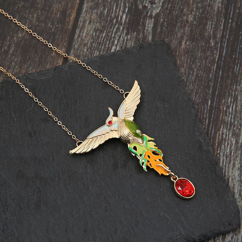 Personality Retro Hundred Birds Facing The Phoenix Shiny Diamond Pendant Necklace