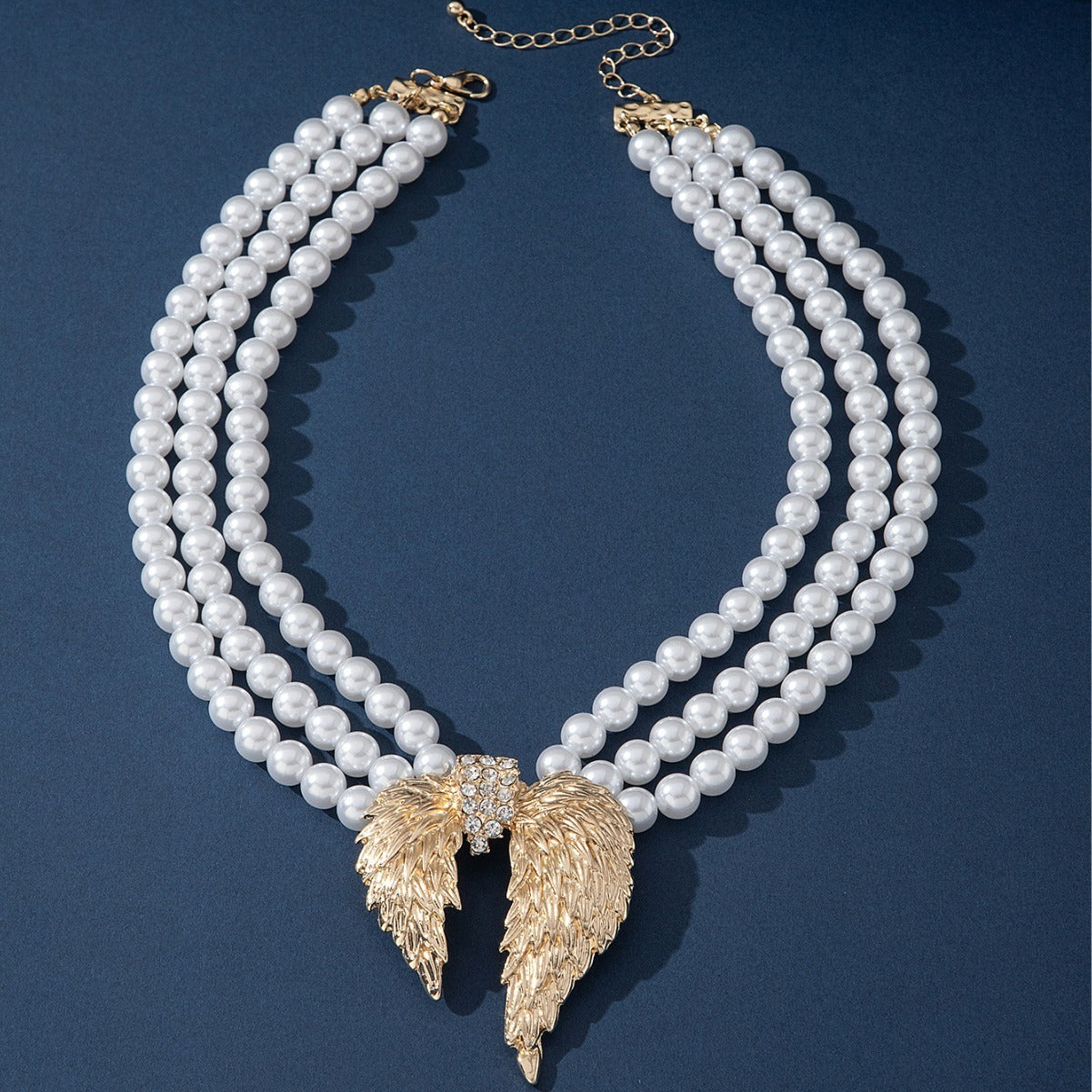 Retro Pearl Wings Multi-layer Necklace