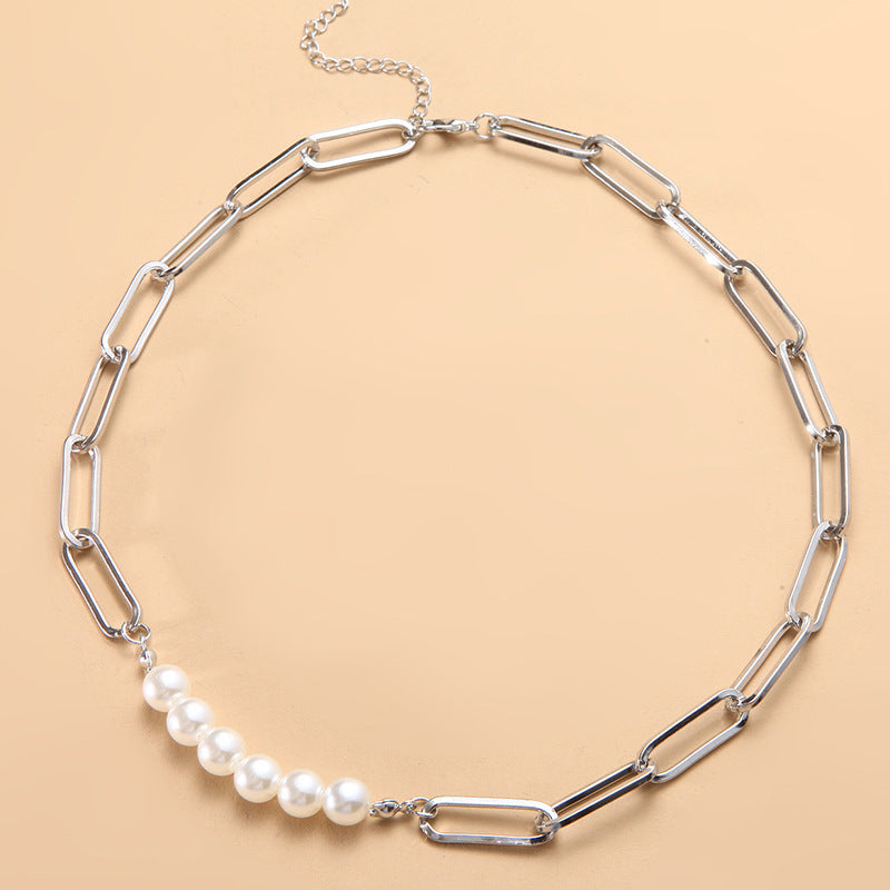 Charm Pearl Chain Splicing Necklace