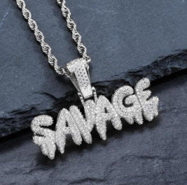 Creative Bubble Letter SAVAGE Pendant Necklace