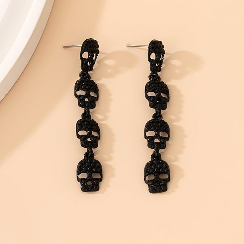 Fashion Exaggerated Halloween Skull Dark Earrings