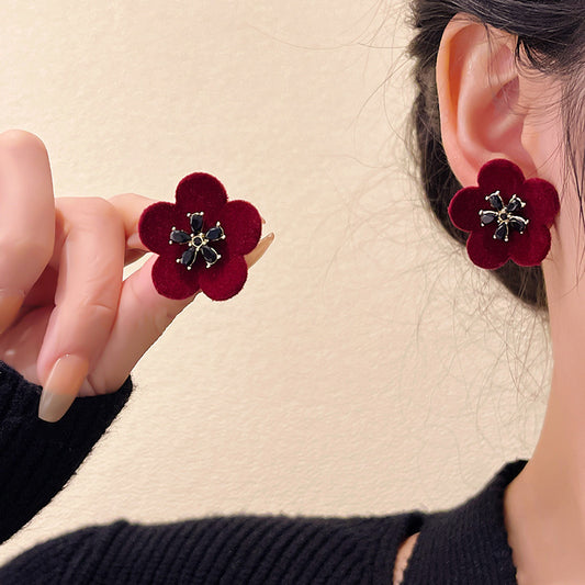 Flower Rhinestone-embedded Stud Earrings