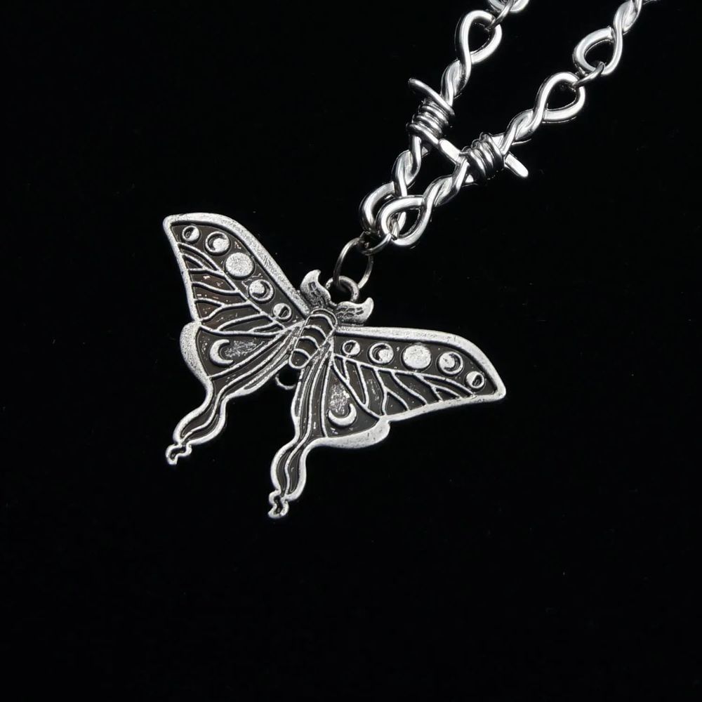 Gothic Style Death Moth Necklace