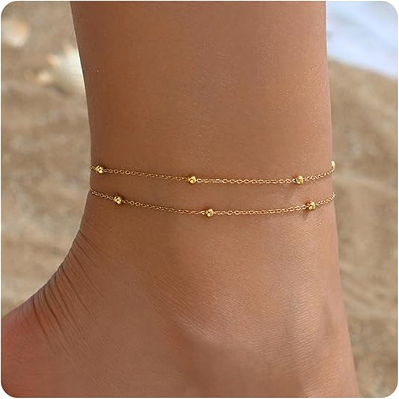 Oil Dripping Bead Herringbone Chain Anklet