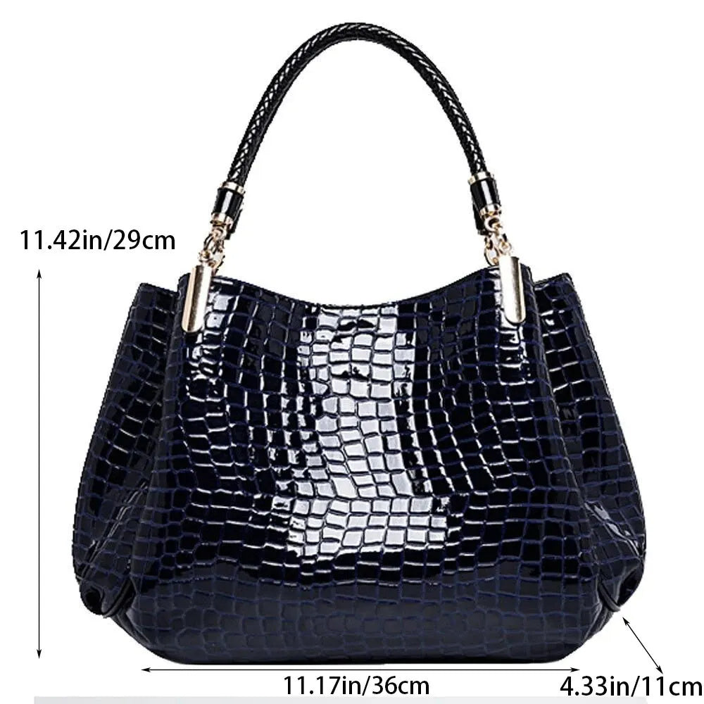 Crocodile Print Bright Face Handbag