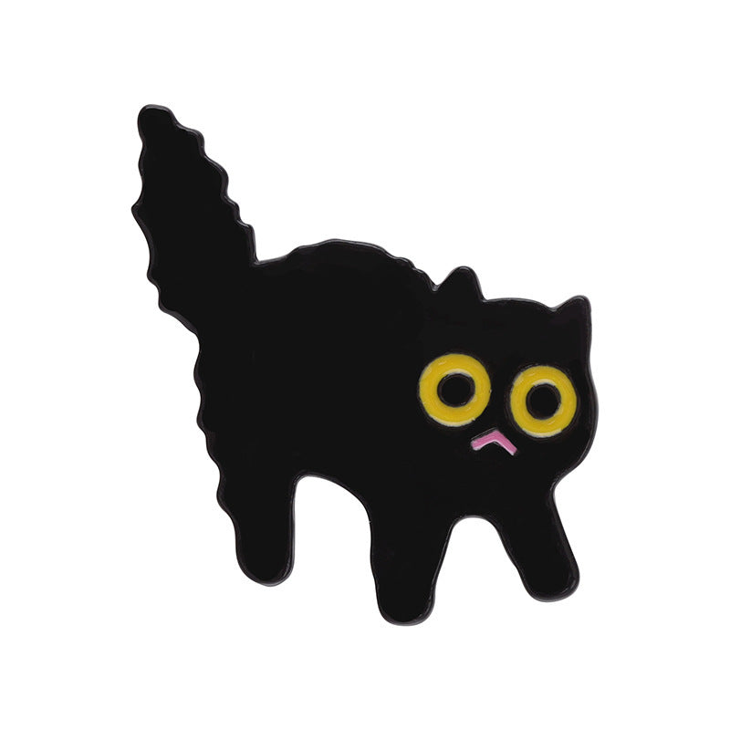 Cartoon Black Cat Brooch Pin