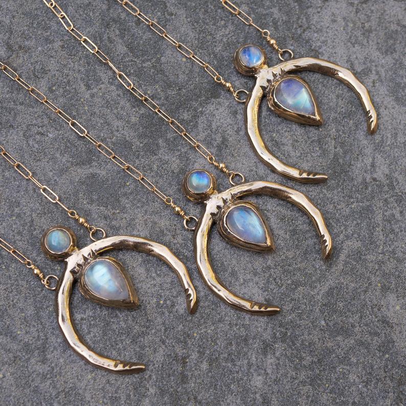 Vintage Bohemian Moonstone Necklace