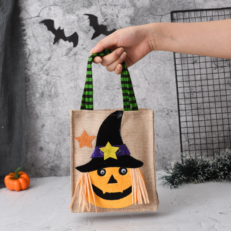 Halloween Candy Tote Bag For Kids Funny Creative Witch Skull Pumpkin Gift Handbag