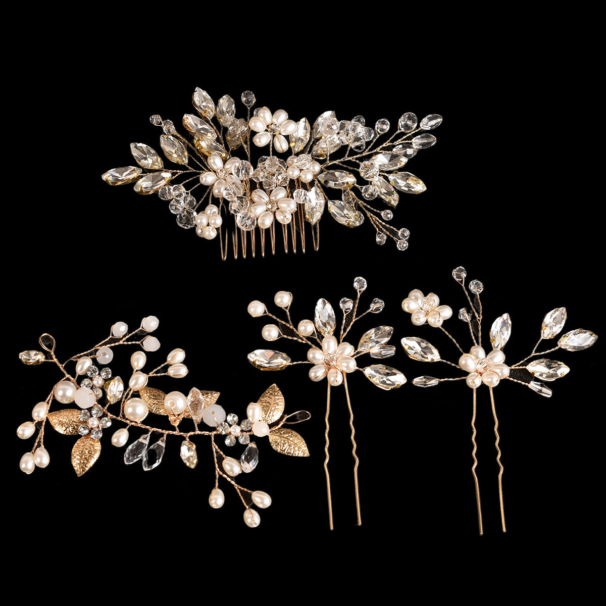 Bridal Wedding Handmade Pearl Crystal Hair Comb