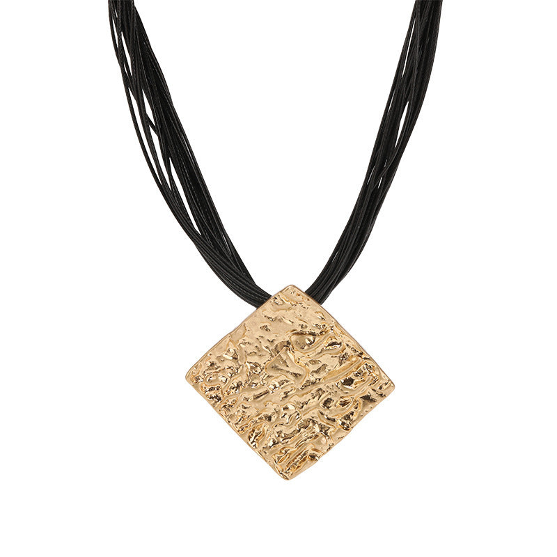 Simple Women's Metal Square Pendant