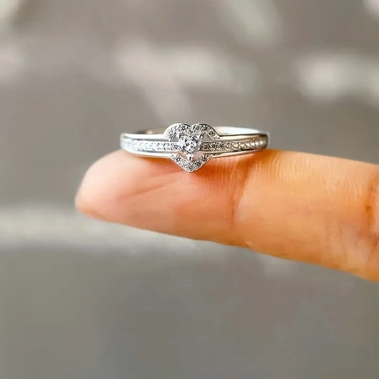 Double Peach Heart Design Ring