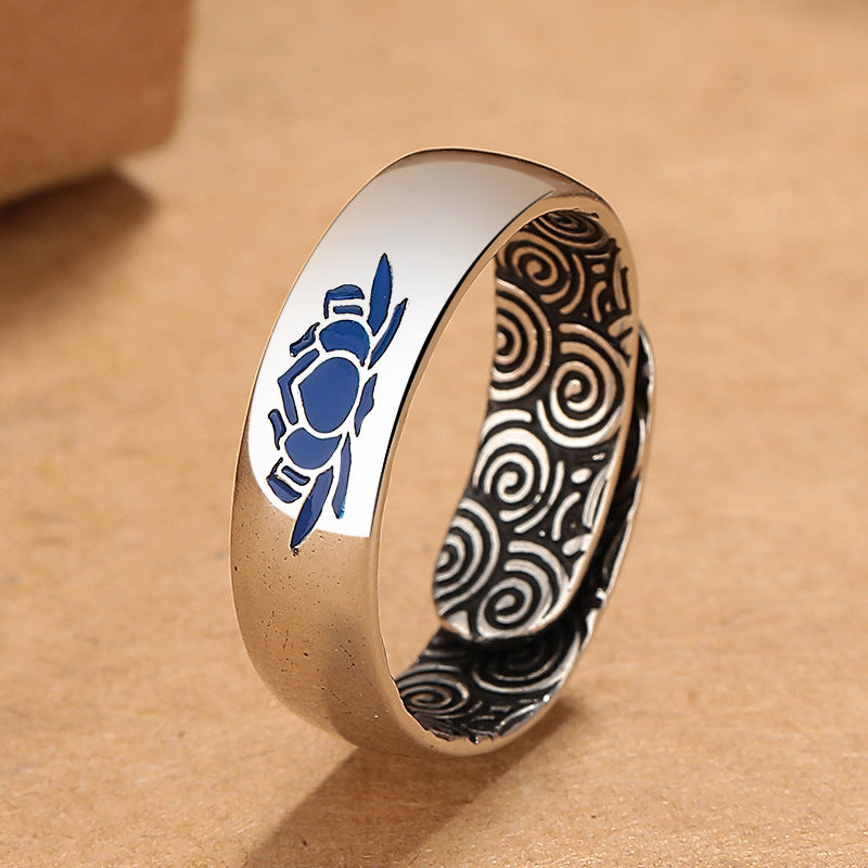 Simple Glossy Enamel Cloisonne Lotus Ring