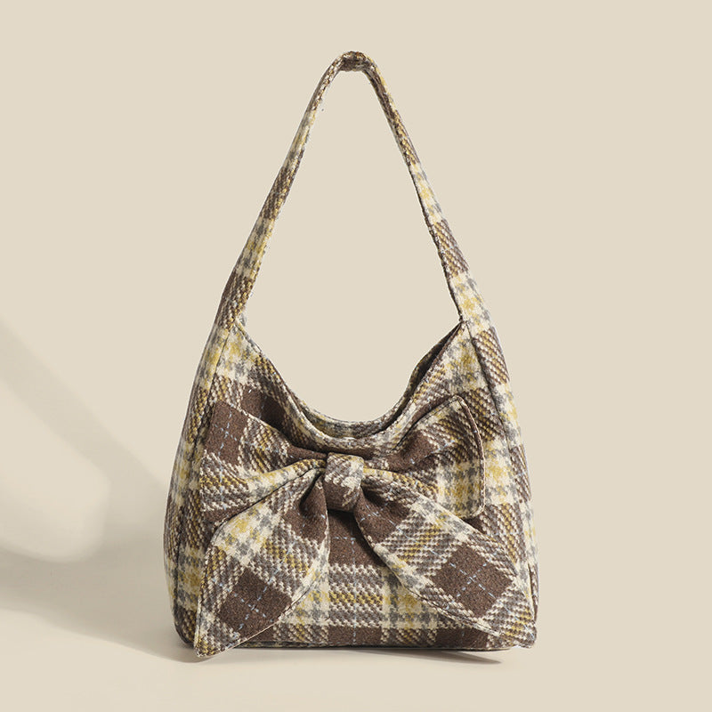 Plaid One-shoulder Simple Underarm Commute Tote Bag