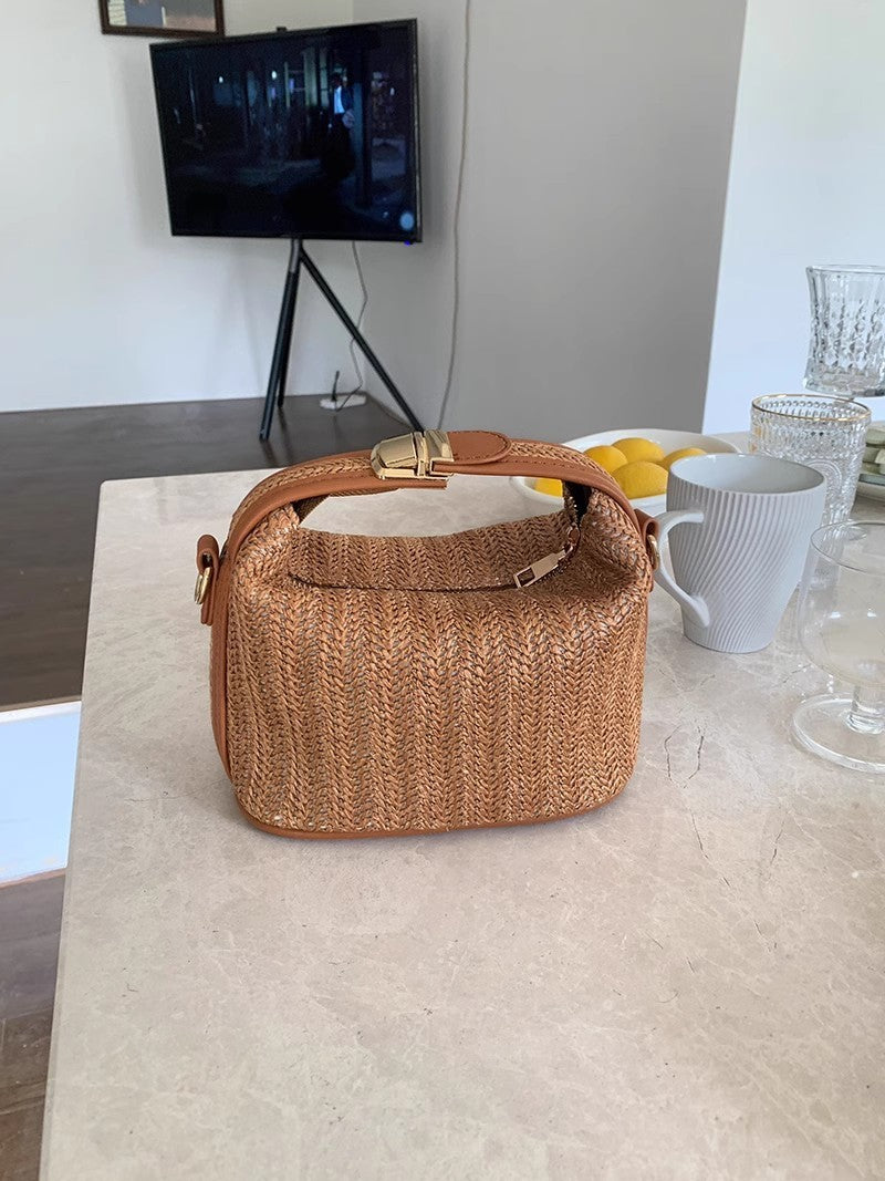 Portable Straw Shoulder Messenger Bag