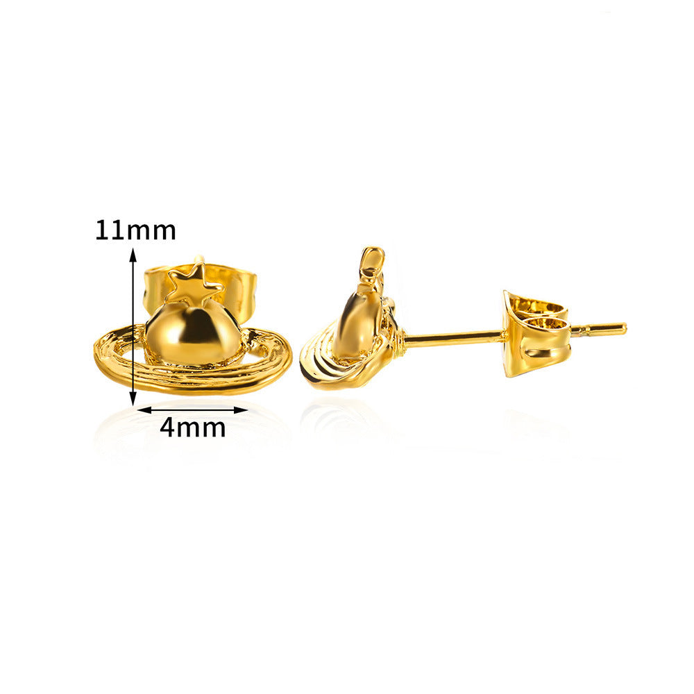 18K Gold Stainless Steel Studs Ocean Series Piercing Earrings