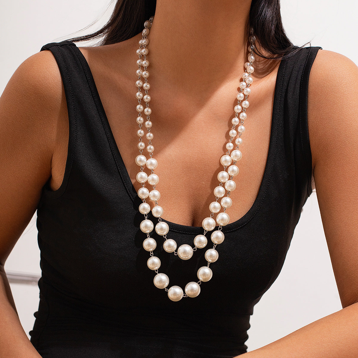 Pearl Twin Clavicle Chain Tassel Necklace