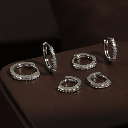 Integrated Rhinestone Zircon Niche Gang Drill Simple Earrings