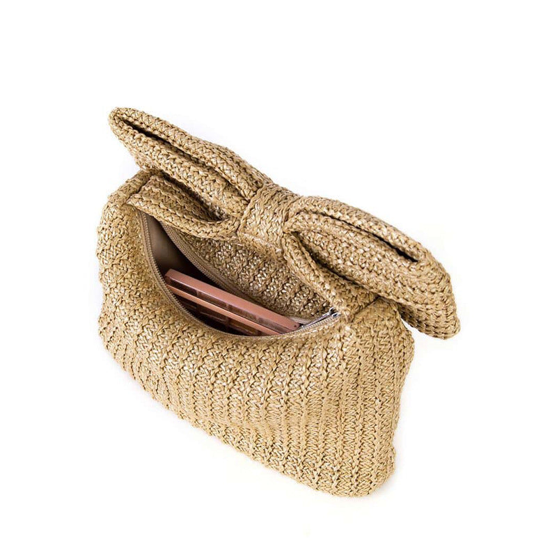 Minimalist Bowknot Straw Handbag