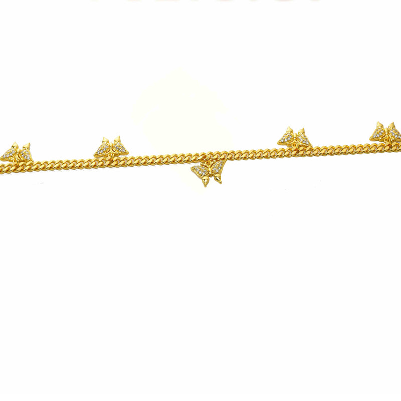 24K Gold Over Butterfly Design Jewelry, Micro-Inlaid Mossanite Women's Tennis Necklace