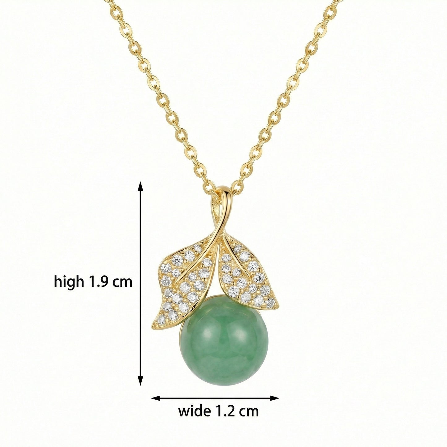 925 Sterling Silver Elegant Nature-Inspired Necklace with Green Gemstone and Sparkling Crystal Leaf Accents