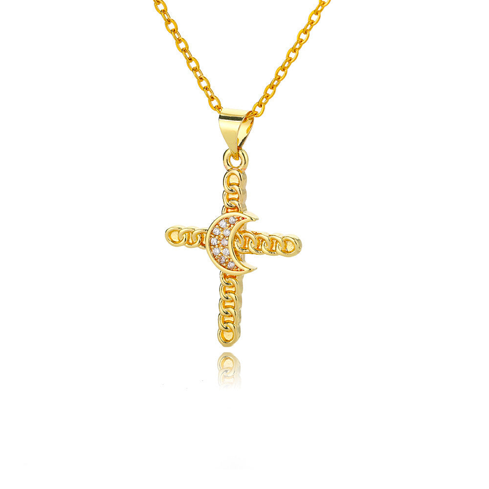 Zirconium Cross Pendant Necklace