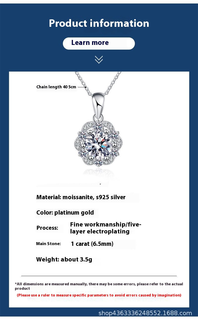 S925 Sterling Silver Pendant Moissanite Necklace