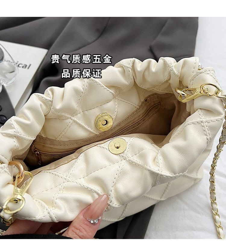 Niche Texture Garbage Rhombus PU Hand Bag