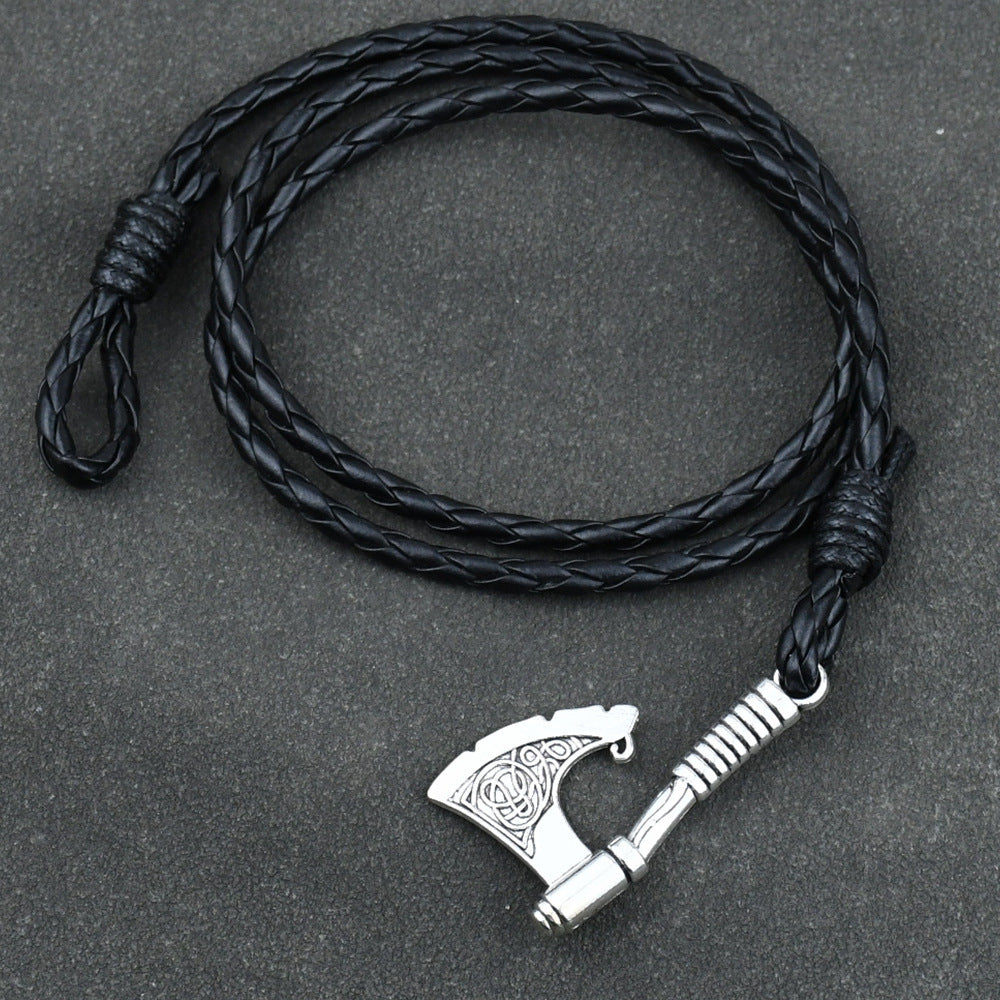 Men's Ax Wrap Anchor Viking Leather Bracelet