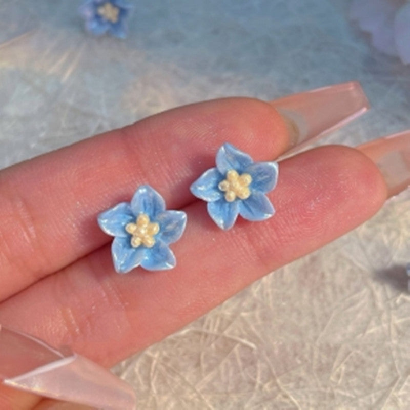 Blue Flower Stud Earrings