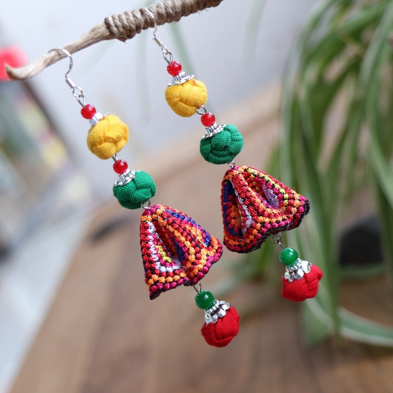 Ethnic Style Chinese Frog Fabric Earrings