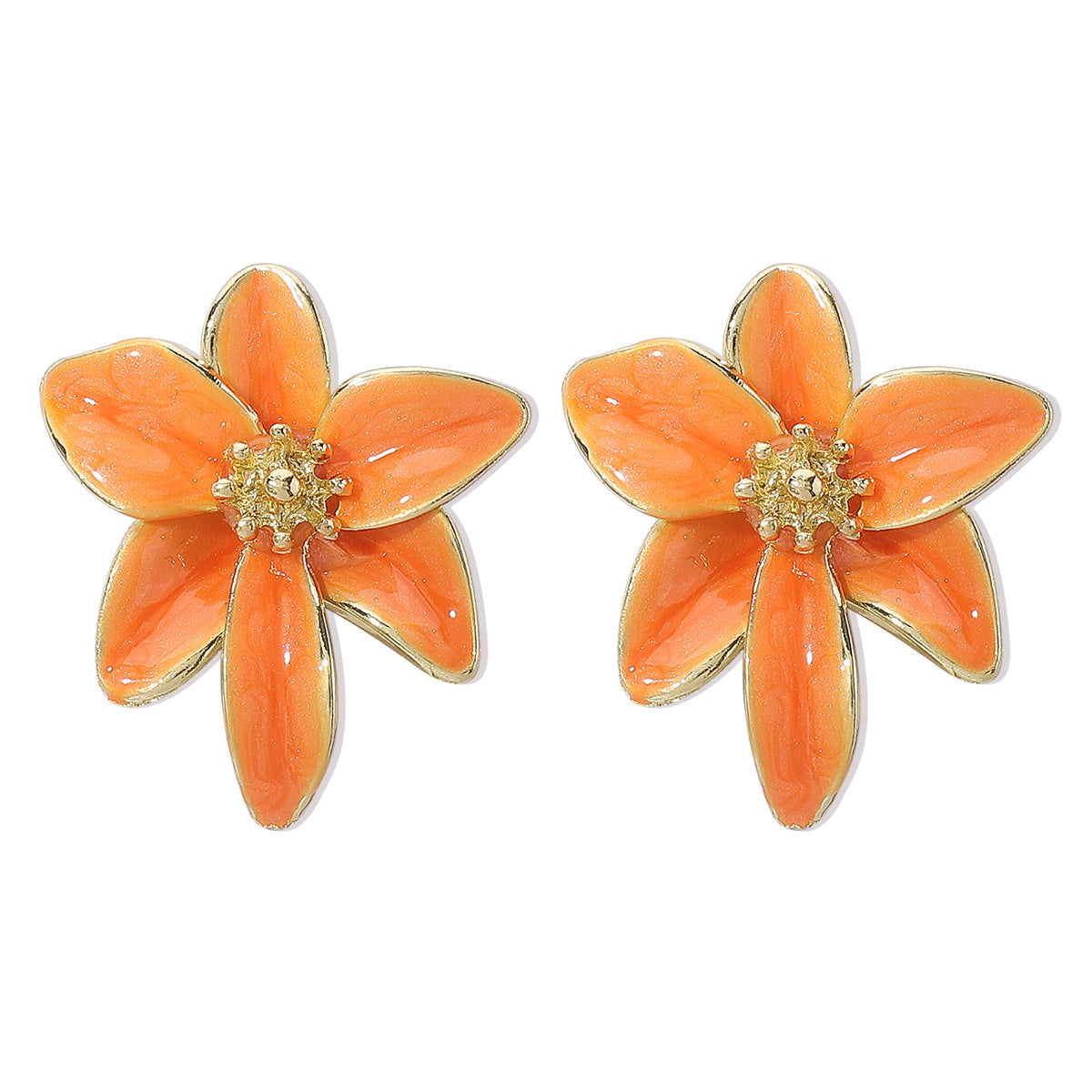 Vintage Color Enamel Flower Stud Earrings