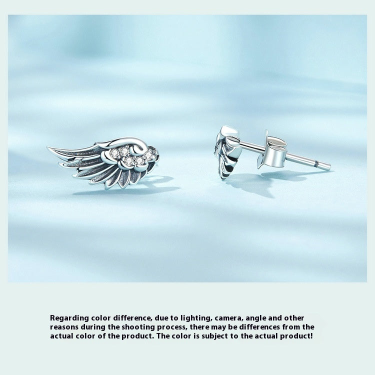 Silver Feather Studs Earrings