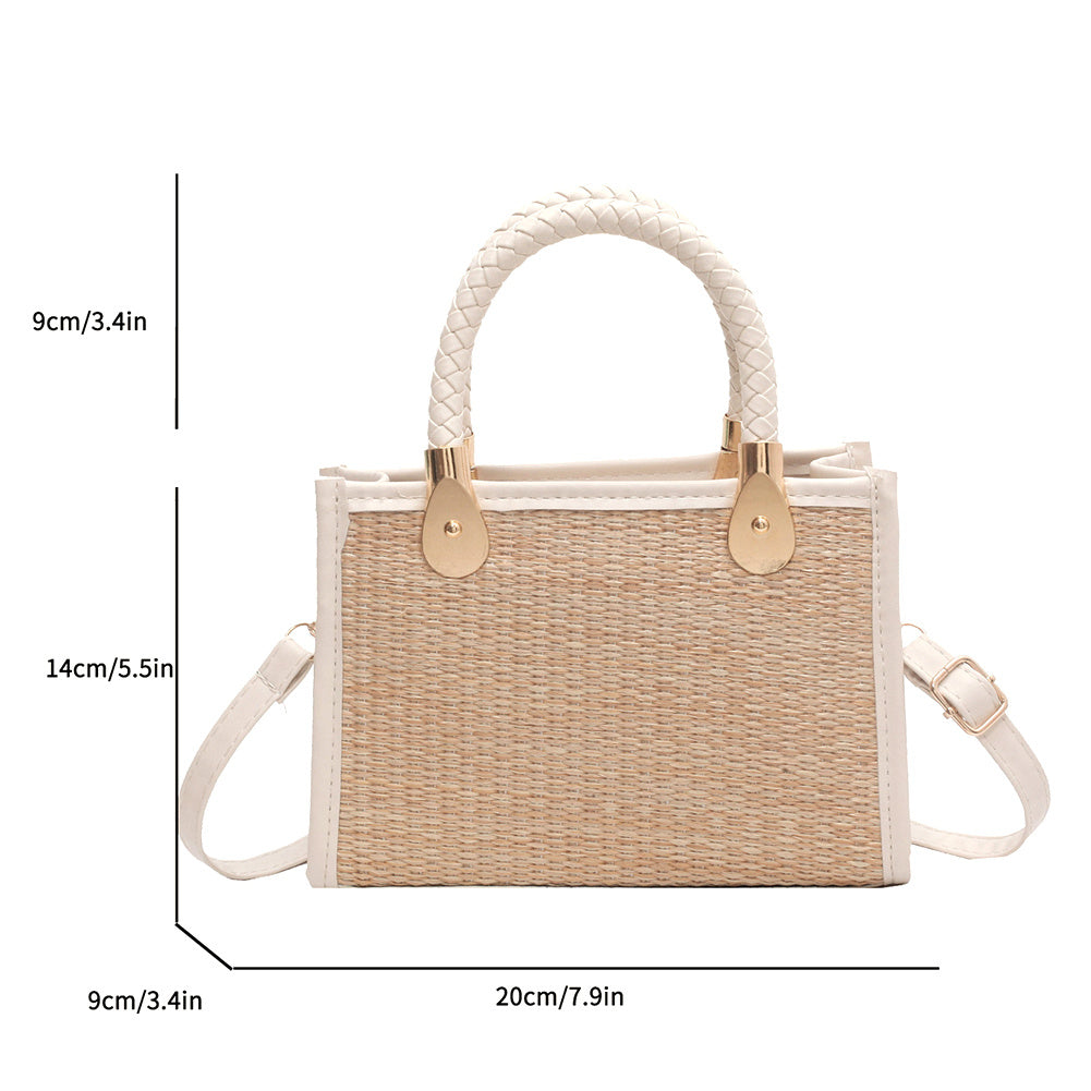 Textured Woven Contrast Color Portable Shoulder Bag