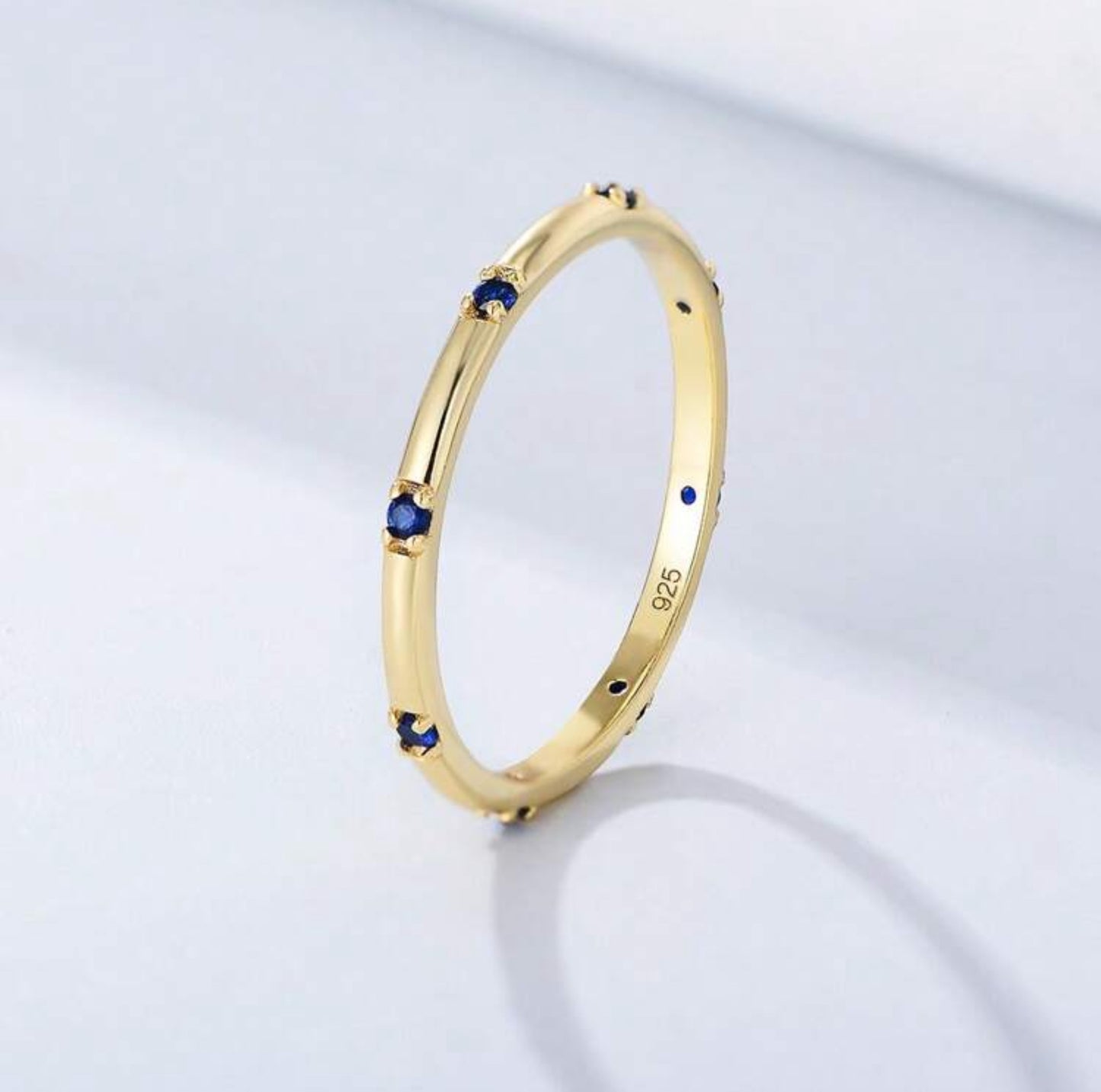 Sterling Silver Blue Stone Detail Ring