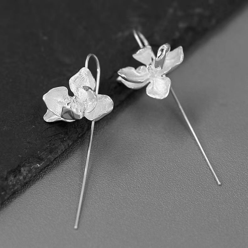 925 Sterling Silver Elegant Phalaenopsis Plant Earrings